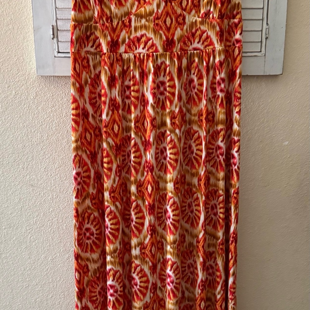 Vibrant Orange and Red Patterned Skirt
